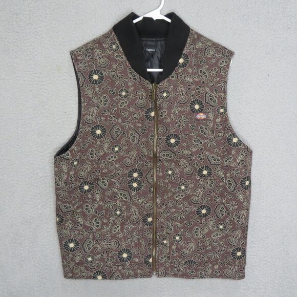 Dickies Ellis Floral Paisley Reversible Full Zip Cotton Vest Mens Small NEW - Picture 4 of 15